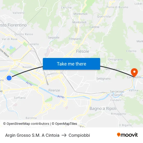Argin Grosso Santa Maria a Cintoia to Compiobbi map