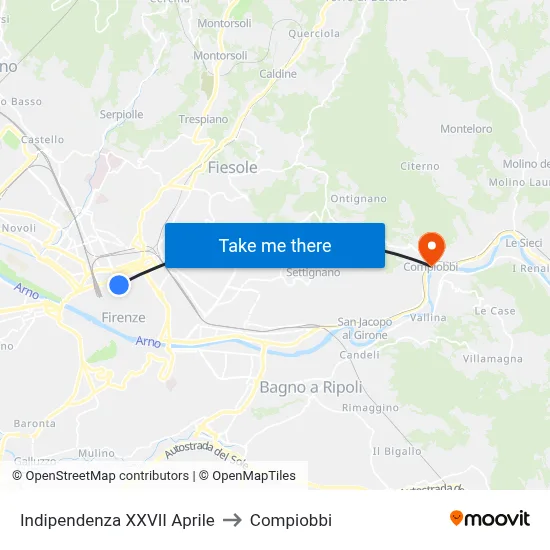 Independence XXVII April to Compiobbi map