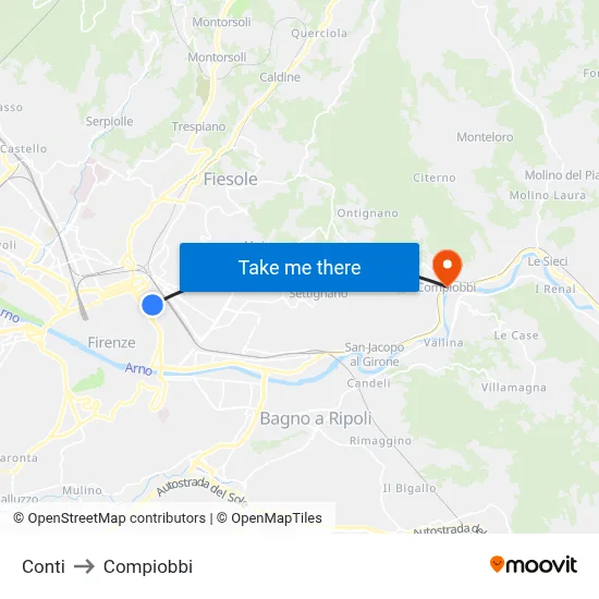 Conti to Compiobbi map