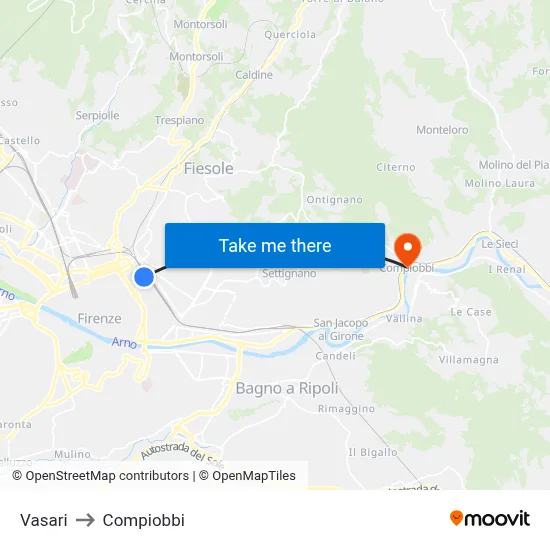 Vasari to Compiobbi map