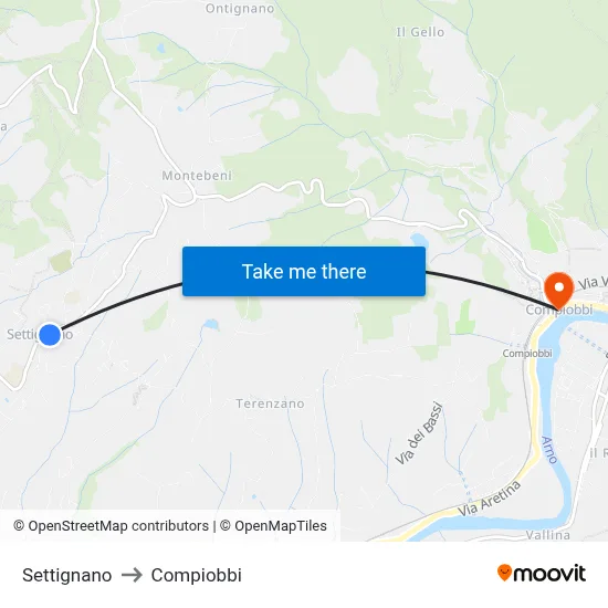Settignano to Compiobbi map