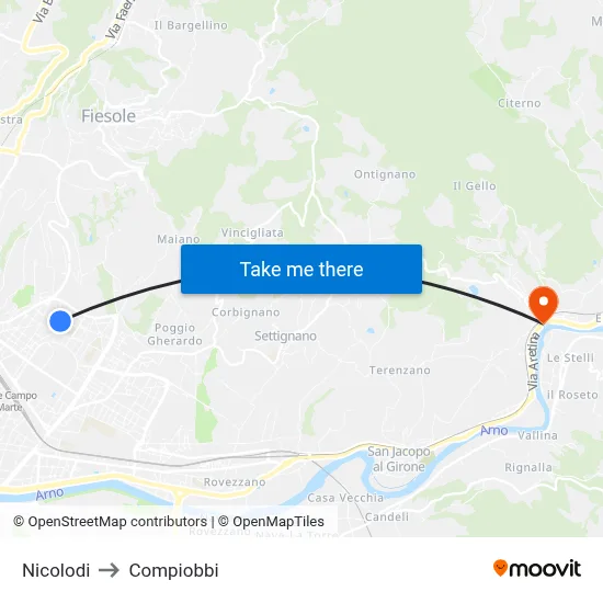 Nicolodi to Compiobbi map