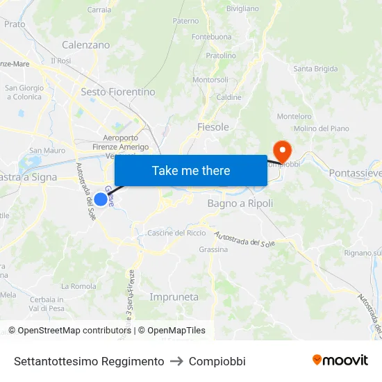 78th Regiment to Compiobbi map
