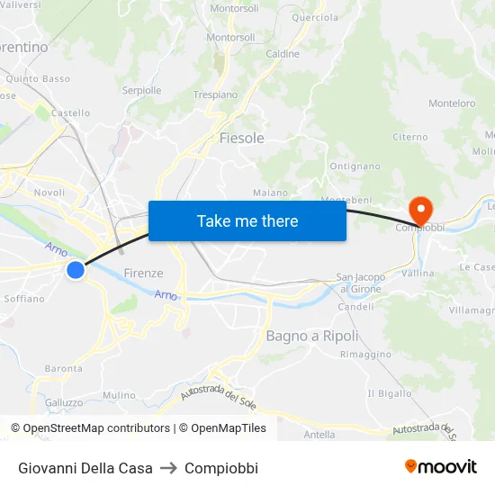 Giovanni Della Casa to Compiobbi map