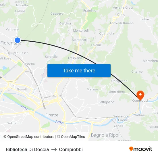 Doccia Library to Compiobbi map