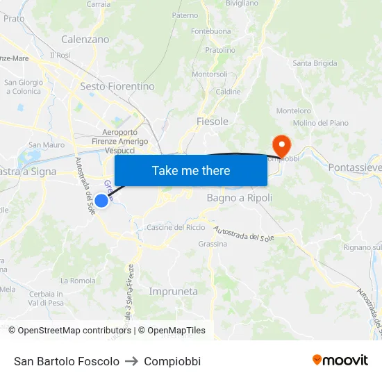 San Bartolo Foscolo to Compiobbi map