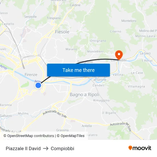 Piazzale Il David to Compiobbi map