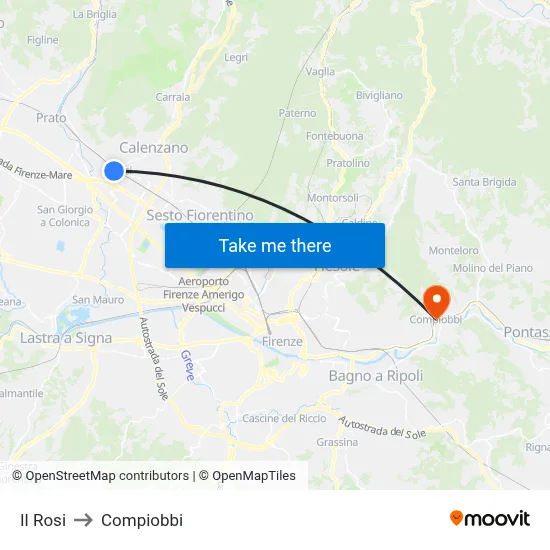 Il Rosi to Compiobbi map