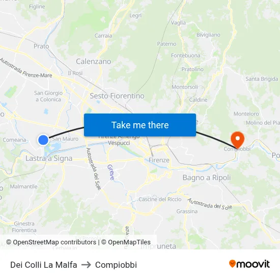Dei Colli La Malfa to Compiobbi map