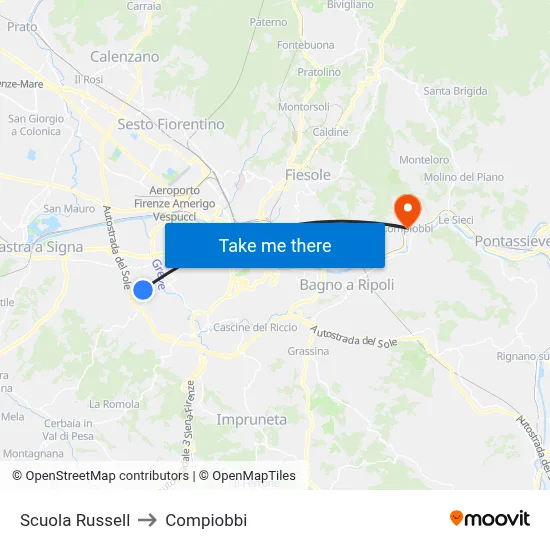 Russell School to Compiobbi map