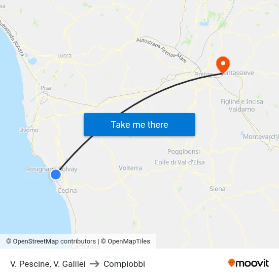 Pescine St, Galilei St to Compiobbi map