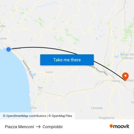 Menconi Square to Compiobbi map
