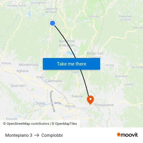 Montepiano 3 to Compiobbi map