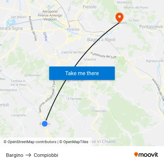 Bargino to Compiobbi map