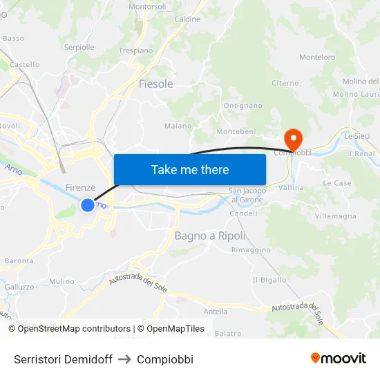 Serristori Demidoff to Compiobbi map