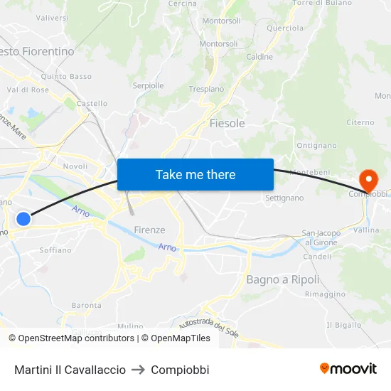 Martini Il Cavallaccio to Compiobbi map