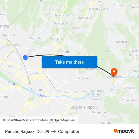 Panche Boys of '99 to Compiobbi map