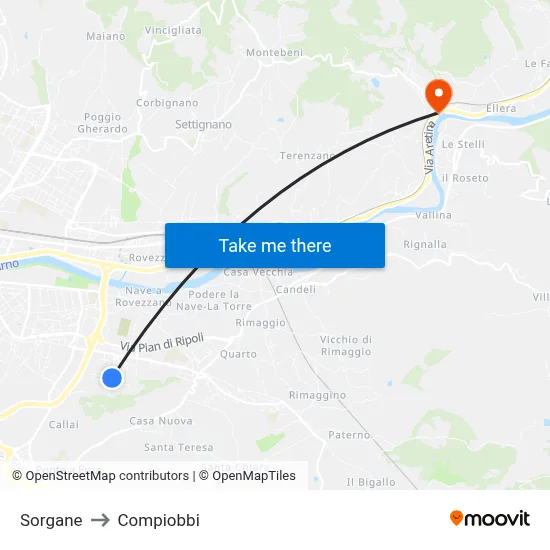 Sorgane to Compiobbi map