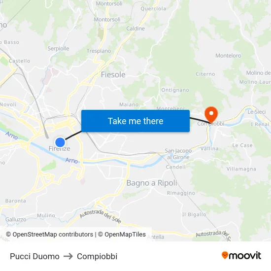 Pucci Cathedral to Compiobbi map