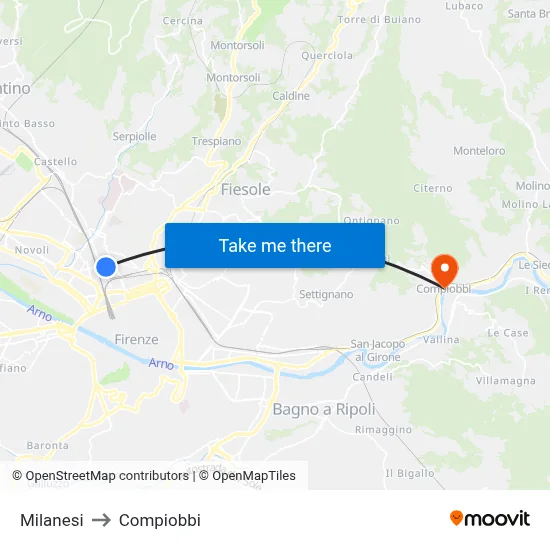 Milanesi to Compiobbi map