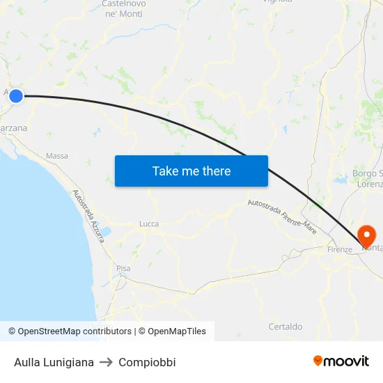Aulla Lunigiana to Compiobbi map