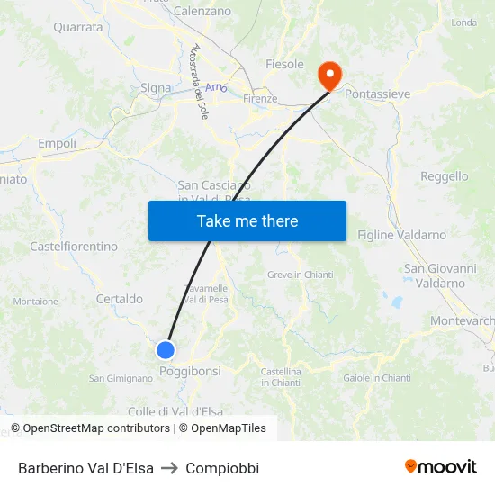 Barberino Val D'Elsa to Compiobbi map