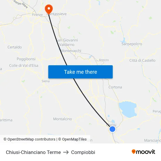 Chiusi-Chianciano Terme to Compiobbi map