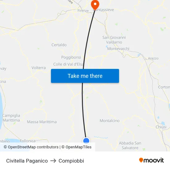 Civitella Paganico to Compiobbi map