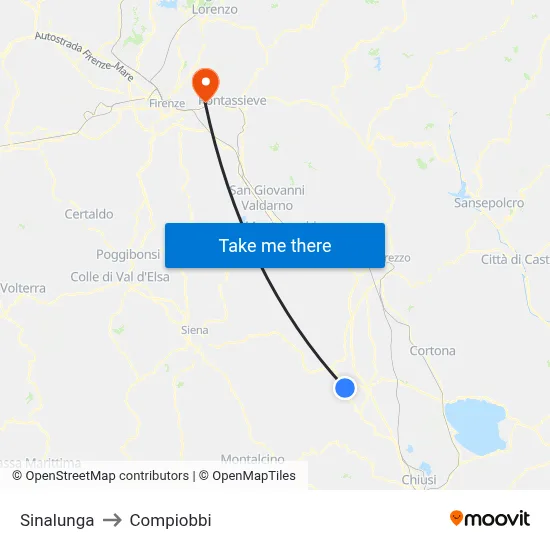 Sinalunga to Compiobbi map