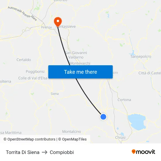 Torrita di Siena to Compiobbi map