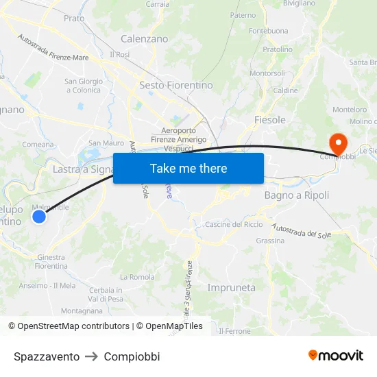 Spazzavento to Compiobbi map