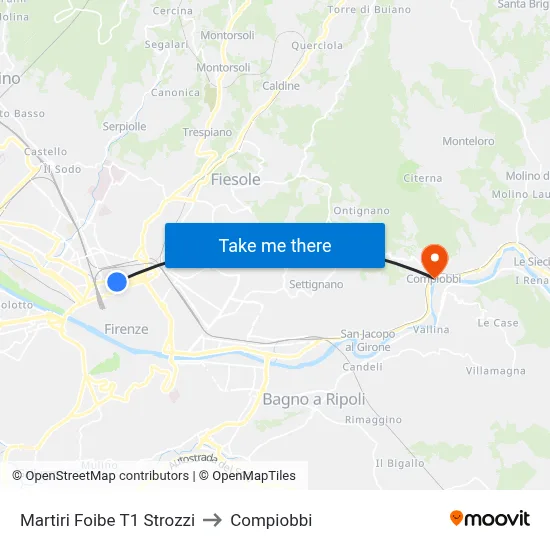 Foibe Martyrs T1 Strozzi to Compiobbi map