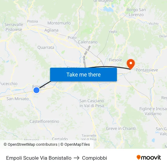 Empoli Schools Via Bonistallo to Compiobbi map