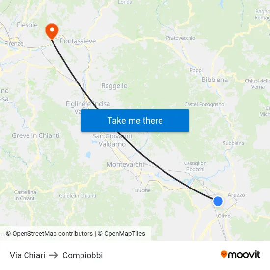 Chiari Street to Compiobbi map