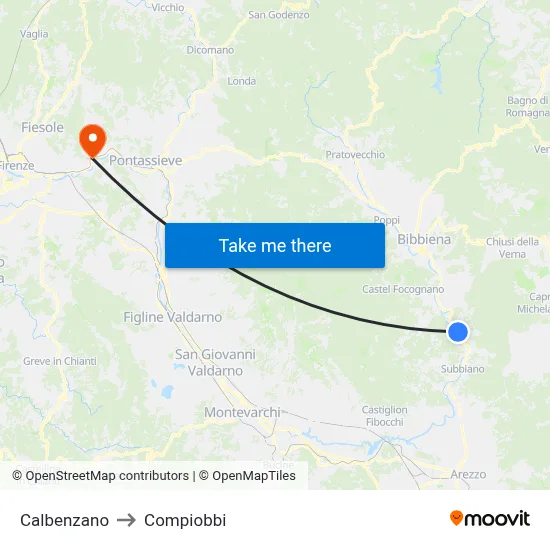 Calbenzano to Compiobbi map