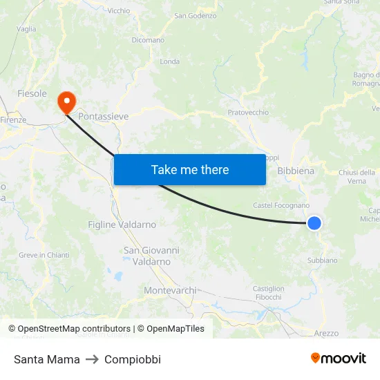 Santa Mama to Compiobbi map