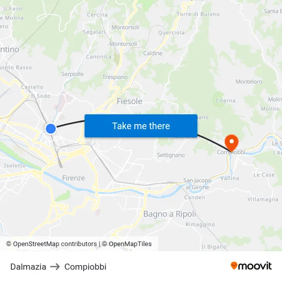 Dalmatia to Compiobbi map