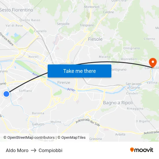 Aldo Moro to Compiobbi map