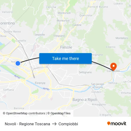 Novoli - Tuscany Region to Compiobbi map