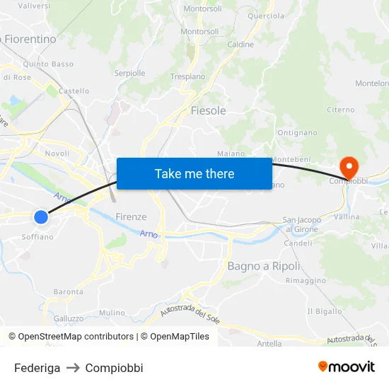Federiga to Compiobbi map