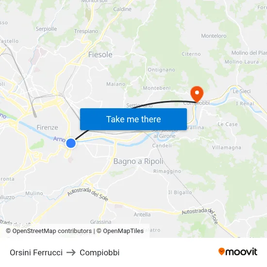 Orsini Ferrucci to Compiobbi map