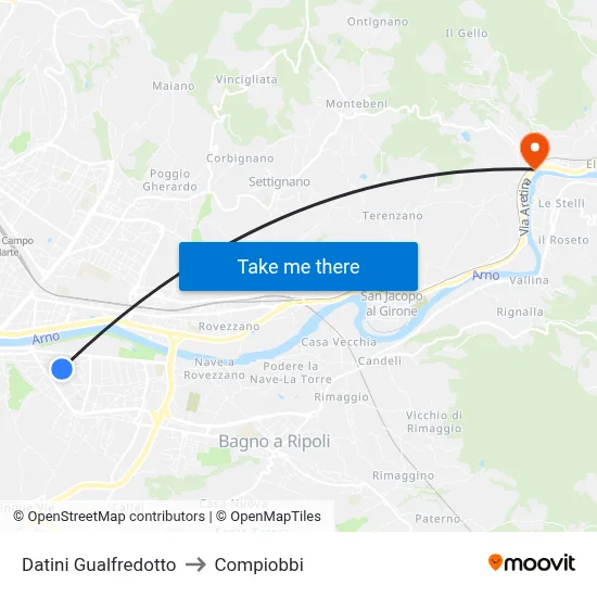 Datini Gualfredotto to Compiobbi map