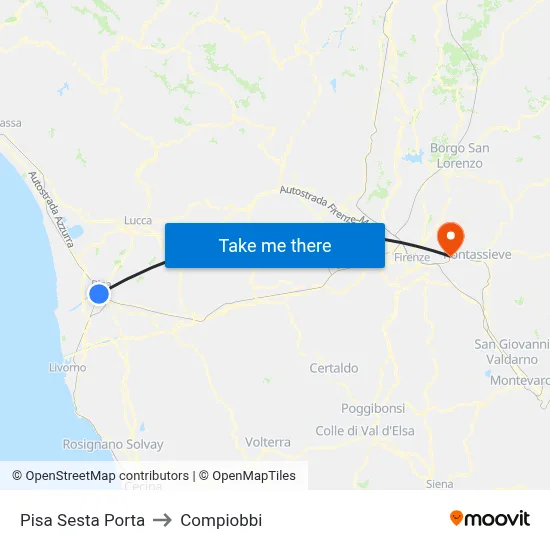 Pisa Sixth Gate to Compiobbi map