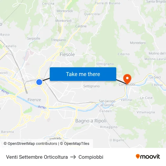 Venti Settembre Horticulture to Compiobbi map