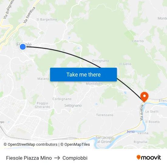 Fiesole Mino Square to Compiobbi map