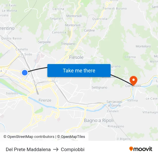 Del Prete Maddalena to Compiobbi map
