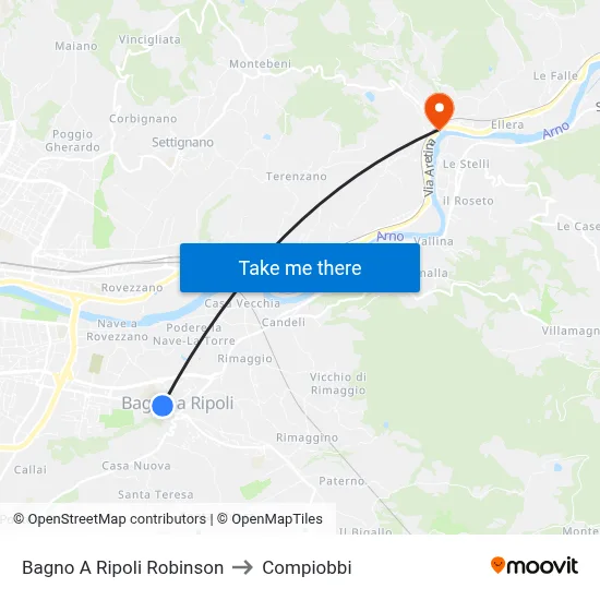 Bagno A Ripoli Robinson to Compiobbi map