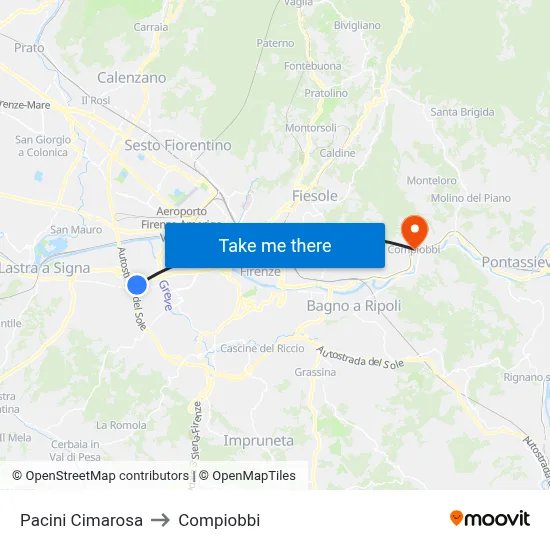 Pacini Cimarosa to Compiobbi map