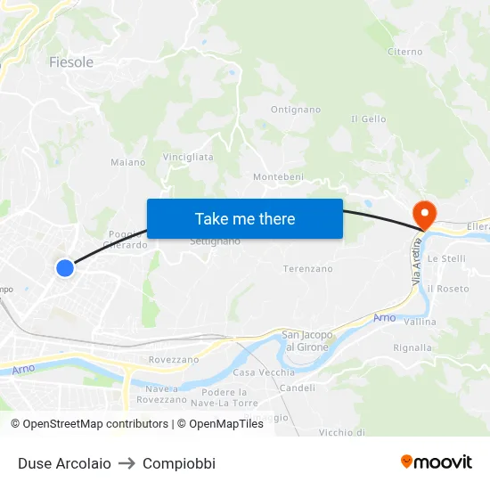 Duse Arcolaio to Compiobbi map