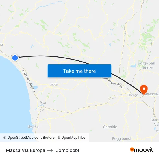 Massa Via Europa to Compiobbi map